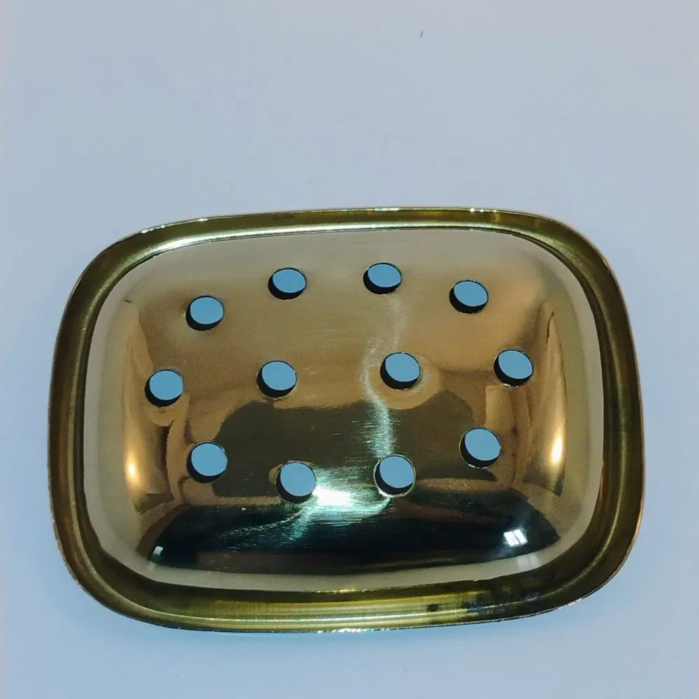 Vintage Solid Brass Soap Dish/sponge dish – NOS – Mid‑Century Bathroom Accessory